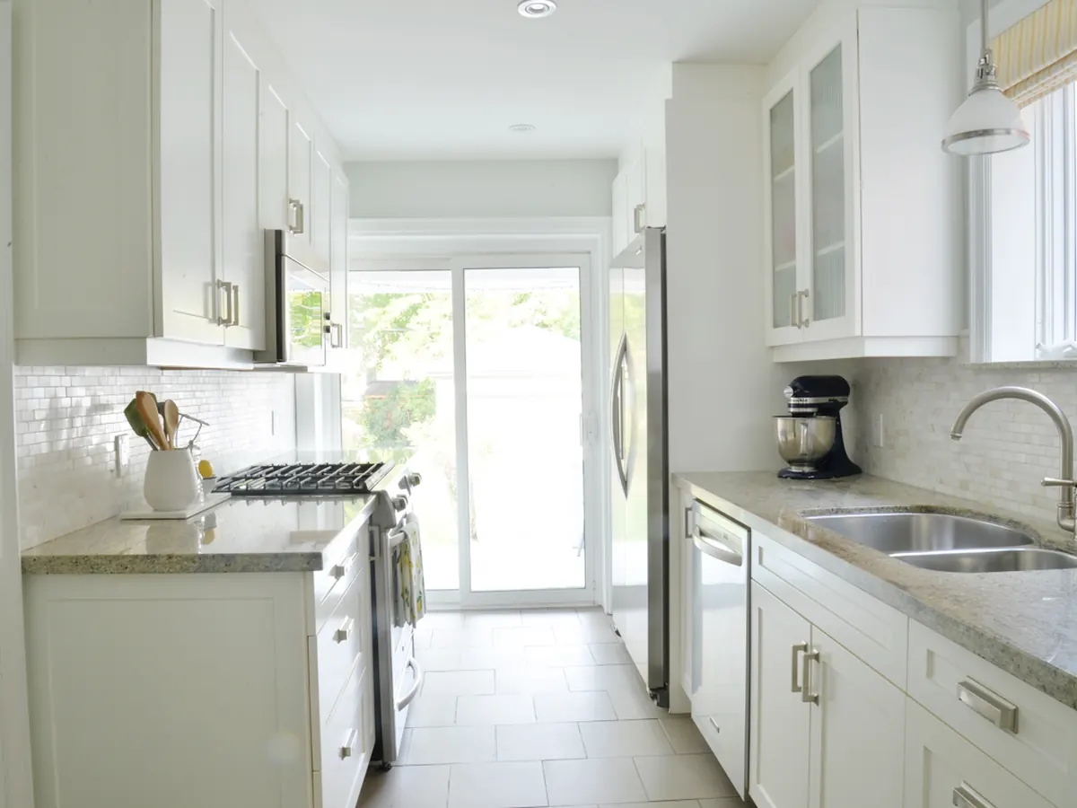 Galley kitchen after renovation
